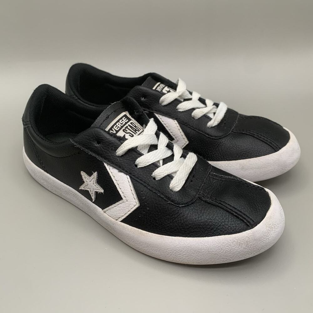 Converse Breakpoint Ox Black Leather Sneakers Kids Size 2 White Star 658206C